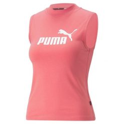 Koszulka Kobieta Puma Ess Slim Logo róża. Czerwone bluzki damskie Puma, xl, bez wzorów, sportowe, bez kołnierzyka, bez ramiączek. W wyprzedaży za 96.25 zł.