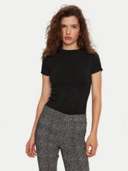 STAUD Bluzka Tigereye R24F3105VN Czarny Slim Fit. Czarne bluzki damskie STAUD, m, bez wzorów, z wiskozy, bez kołnierzyka, bez ramiączek. Za 589.99 zł.