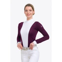 Koszulka konkursowa damska Queen. Czarne bluzki damskie CAVALLIERA, xs, bez wzorów, z koronki, eleganckie, bez kołnierzyka, bez ramiączek. W wyprzedaży za 299.20 zł.
