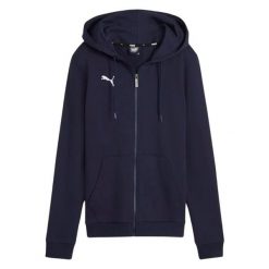 Bluza Rozpinana Damska Team Goal Casuals. Niebieskie bluzy damskie Puma, l, bez wzorów, z bawełny, klasyczne, bez ramiączek, z kapturem. Za 172.20 zł.