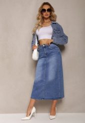Niebieska Spódnica High Waist Ołówkowa z Przejaśnieniami na Jeansowym Materiale Carolea. Niebieskie spódnice damskie Renee, na co dzień, s, bez wzorów, z jeansu, klasyczne, z podwyższonym stanem, midi, ołówkowe. Za 99.99 zł.