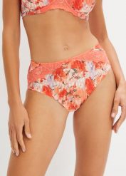 Figi maxi z koronką. Brązowe majtki damskie bonprix, z koronki. Za 49.99 zł.