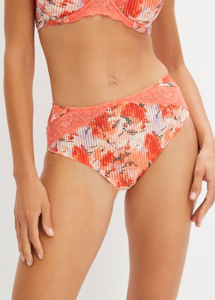Figi maxi z koronką. Brązowe majtki damskie bonprix, z koronki. Za 54.99 zł.