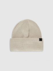 4F Czapka beanie z wełną merino uniseks - beżowa Uniwersalny. Brązowe czapki męskie 4F, na zimę, bez wzorów, z wełny. Za 99.99 zł.