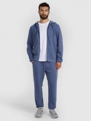 4F Bluza dresowa rozpinana z kapturem męska - granatowa XL. Niebieskie bluzy sportowe męskie 4F, m, bez wzorów, z bawełny, z kapturem. Za 169.99 zł.