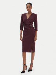 Rinascimento Sukienka koktajlowa CFC0020161002 Bordowy Slim Fit. Czerwone sukienki damskie Rinascimento, s, bez wzorów, z syntetyku, wizytowe, bez kołnierzyka, bez ramiączek. Za 439.99 zł.