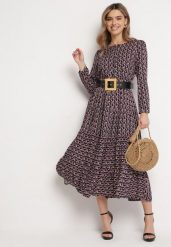 Granatowa Sukienka Kharaera. Niebieskie sukienki damskie Born2be, l, z aplikacjami, boho, bez kołnierzyka, bez ramiączek, maxi, rozkloszowane. Za 84.99 zł.