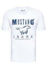 MUSTANG T SHIRT BASIC PRINT TEE GENERAL WHITE 1008372 2045. Białe t-shirty męskie Mustang, m, bez wzorów, z bawełny, bez kołnierzyka, bez ramiączek. Za 69.99 zł.
