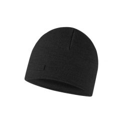 Damska czapka polarowa z wełny merynosów Buff. Czarne czapki damskie Buff, bez wzorów, z elastanu. Za 139.99 zł.