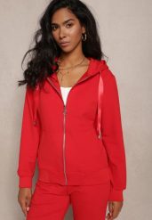 Czerwona Rozsuwana Bluza z Kapturem Lecua. Czerwone bluzy damskie Renee, xl, bez wzorów, klasyczne, bez ramiączek, z kapturem. Za 74.99 zł.