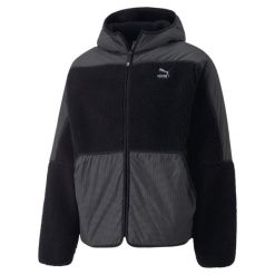 Kurtka z kapturem Puma Sherpa. Czarne kurtki męskie Puma, xs, bez wzorów, z materiału, z kapturem. Za 380.70 zł.
