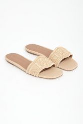 Klapki damskie z rafii EMPORIO ARMANI. Klapki damskie Emporio Armani, bez wzorów, bez obcasa, bez zapięcia. Za 1,399.00 zł.