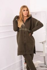 Komplet ocieplany z długą bluzą khaki. Brązowe bluzy damskie KESI, l, bez wzorów, z bawełny, bez ramiączek, bez kaptura. Za 357.56 zł.