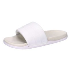 Klapki damskie adidas Comfort 2,0. Białe klapki damskie Adidas, bez wzorów, z materiału, eleganckie, bez obcasa, bez zapięcia. Za 258.50 zł.