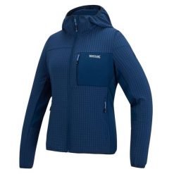 Damska bluza polarowa z kapturem i zamkiem błyskawicznym Kemilia. Niebieskie bluzy damskie Regatta, m, bez wzorów, z elastanu, bez ramiączek, z kapturem. Za 229.99 zł.