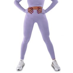 Techniczne legginsy z efektem push-up i idealną sylwetką. Fioletowe legginsy damskie R-EVENGE, bez wzorów, z materiału. Za 195.88 zł.