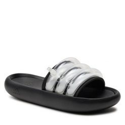 Klapki adidas. Czarne klapki damskie Adidas, bez wzorów, sportowe, bez obcasa, bez zapięcia. Za 219.99 zł.