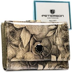 Portfel damski Peterson PTN PS15-09-FDS złoty. Żółte portfele damskie Peterson, ze skóry. Za 104.99 zł.