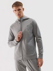 4F Bluza treningowa rozpinana z kapturem męska - szara 3XL. Szare bluzy sportowe męskie 4F, m, bez wzorów, z dzianiny, z kapturem, na fitness i siłownię. W wyprzedaży za 99.99 zł.