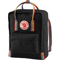 Plecak turystyczny Fjallraven Kanken Rainbow. Czarne plecaki męskie Fjällräven, bez wzorów, z materiału, biznesowe. Za 370.69 zł.