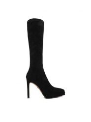 Nine West Kozaki CEO-DALAL-01 Czarny. Czarne kozaki damskie Nine West, bez wzorów, z materiału, bez obcasa, na szpilce, bez zapięcia. Za 359.99 zł.