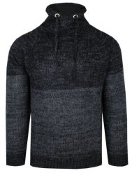 Męski Sweter z Wysokim Kołnierzem na Ściągacz – Brave Soul - Grafitowy Melanż. Szare swetry męskie Brave Soul, m, bez wzorów, z tkaniny, bez kołnierzyka, bez ramiączek. Za 119.00 zł.