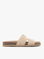 Beżowe klapki H. Brązowe klapki damskie Ryłko, bez wzorów, ze skóry, eleganckie, z okrągłym noskiem, bez obcasa, na płaskiej podeszwie, bez zapięcia. Za 349.99 zł.