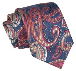 Krawat - ALTIES - Duże Paisley, Granat. Niebieskie krawaty i muchy Alties, bez wzorów, z tkaniny, eleganckie. Za 49.00 zł.
