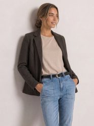 Street One bluza typu blazer Kobiety Bawełna brązowy, 40. Brązowe bluzy damskie Street One, bez wzorów, z bawełny, eleganckie, bez ramiączek, bez kaptura. Za 299.95 zł.