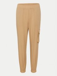 Kaffe Spodnie materiałowe Moria 10552262 Beżowy Relaxed Fit. Brązowe spodnie materiałowe damskie Kaffe, bez wzorów, z materiału. Za 159.99 zł.
