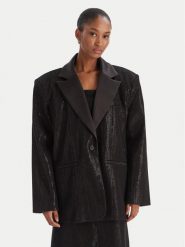 Eleh Marynarka EFW250252 Czarny Regular Fit. Czarne marynarki i żakiety damskie Eleh, bez wzorów, z syntetyku, bez kołnierzyka, bez ramiączek. Za 749.99 zł.