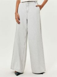 Jeansy wide leg high waist - szary. Szare jeansy damskie Sinsay, bez wzorów, z jeansu, z podwyższonym stanem. W wyprzedaży za 39.99 zł.