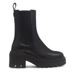 Botki GINO ROSSI. Czarne botki damskie Gino Rossi, bez wzorów, bez obcasa, na słupku, bez zapięcia. Za 349.99 zł.
