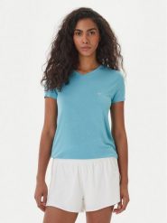 Emporio Armani T-Shirt EW000409 AF19024 U9163 Turkusowy Regular Fit. Niebieskie t-shirty damskie Emporio Armani, s, bez wzorów, z bawełny, bez kołnierzyka, bez ramiączek. Za 259.99 zł.