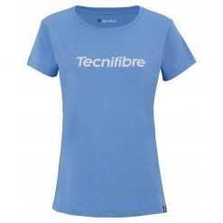 Koszulka tenisowa T-shirt damska Tecnifibre Club Cotton Tee. Niebieskie bluzki damskie TECNIFIBRE, bez wzorów, z bawełny, sportowe, bez kołnierzyka, bez ramiączek. W wyprzedaży za 99.00 zł.