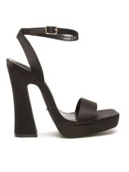 DeeZee Sandały LS5878-01 Czarny. Czarne sandały damskie DeeZee, bez wzorów, z materiału, bez obcasa, na słupku, bez zapięcia. Za 179.99 zł.