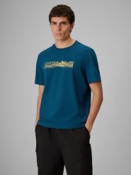 4F T-shirt regular z nadrukiem męski - turkusowy 3XL. Niebieskie t-shirty męskie 4F, m, bez wzorów, z materiału, bez kołnierzyka, bez ramiączek. Za 69.99 zł.