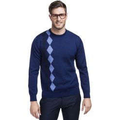 Sweter PIETRO SWG000072. Niebieskie swetry męskie Giacomo Conti, m, bez wzorów, z wełny, bez kołnierzyka, bez ramiączek. Za 259.00 zł.