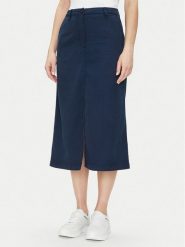 Tommy Hilfiger Spódnica midi Co Blend Midi Skirt WW0WW44726 Granatowy Regular Fit. Niebieskie spódnice damskie Tommy Hilfiger, bez wzorów, z bawełny, midi. Za 309.99 zł.