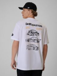 4F T-shirt loose z nadrukiem uniseks 4F x Drift Masters - biały M. Białe koszulki sportowe męskie 4F, m, bez wzorów, z bawełny, bez kołnierzyka, bez ramiączek. Za 119.99 zł.