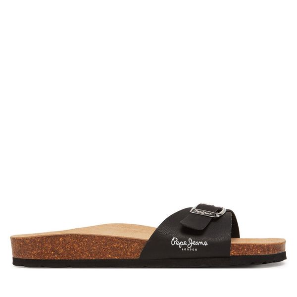 Klapki Pepe Jeans. Czarne klapki damskie Pepe Jeans, bez wzorów, z jeansu, bez obcasa, bez zapięcia. Za 179.99 zł.