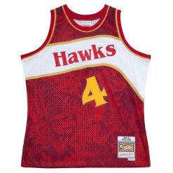 Koszulka NBA Atlanta Hawks Spud Webb. Czerwone bluzki damskie Mitchell & Ness, bez wzorów, sportowe, bez kołnierzyka, bez ramiączek. Za 636.50 zł.