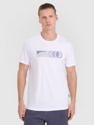 4F T-shirt regular z nadrukiem męski - biały M. Białe koszulki sportowe męskie 4F, m, bez wzorów, z bawełny, bez ramiączek. Za 59.99 zł.