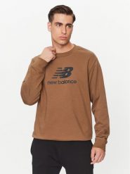New Balance Bluza Essentials Stacked Logo French Terry Crewneck MT31538 Brązowy Regular Fit. Brązowe bluzy męskie New Balance, m, bez wzorów, z bawełny, bez ramiączek, bez kaptura. Za 189.99 zł.