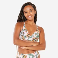 Góra kostiumu kąpielowego damska Decathlon Bea Bella. Białe bikini Decathlon, bez wzorów. Za 69.99 zł.