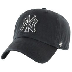 Czapka z daszkiem dla dorosłych New York Yankees MLB Clean Up Cap. Czarne czapki damskie 47 Brand, bez wzorów, z bawełny. Za 99.99 zł.