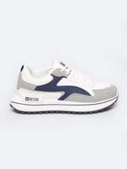 Sneakersy damskie biało-granatowe RR274A215 403. Niebieskie obuwie sportowe damskie BIG STAR, bez wzorów, z materiału, bez zapięcia. W wyprzedaży za 159.99 zł.
