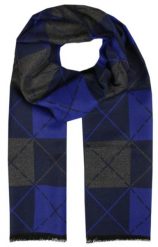 Męski Szalik z Wiskozy - Alties - Geometryczne Wzory, Granat, Popiel. Niebieskie szaliki męskie Alties, bez wzorów, z bawełny. Za 59.00 zł.