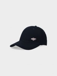 4F Czapka z daszkiem strapback damska - granatowa S. Niebieskie czapki damskie 4F, na lato, bez wzorów, z bawełny, sportowe. W wyprzedaży za 29.99 zł.