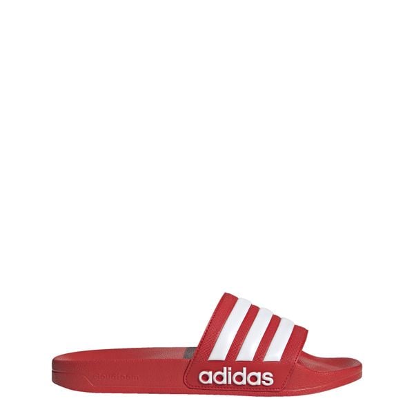 Klapki męskie basenowe Adidas ADILETTE. Białe klapki męskie Adidas, bez wzorów, z materiału, bez zapięcia. Za 119.00 zł.
